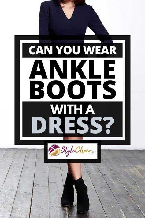 Dress With Ankle Boots Dressy Midi, Ankle Boots Long Dress, Shoes To Wear With A Dress In Winter, Ankle Boot And Dress, Boots For Knee Length Dresses, Black Dress And Ankle Boots Outfit, Dress And Short Boots Outfit, Black Dress And Ankle Boots, Outfit Ideas Ankle Boots