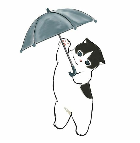 Cat In Raincoat Drawing, Mofu Sand, Umbrella Drawing, Sand Cat, Kitten Art, Adorable Kitten, Cute Paintings, Cat Icon, Anime Cat