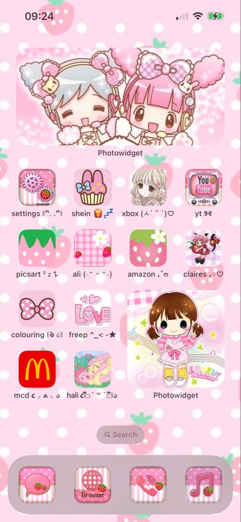 Cute Core Phone Layout, Kawaii Phone Theme, Cutecore Homescreen, Phone Themes Aesthetic, Phone Ideas, Phone Inspiration, Phone Theme, Iphone App Design, Homescreen Layout