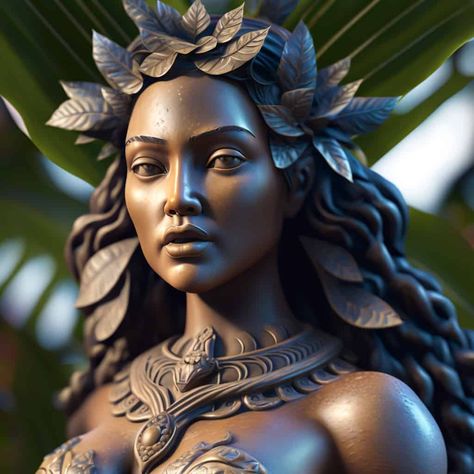 The 12 Most Important Hawaiian Gods and Goddesses - Myth Nerd Hawaiian Goddess Art, Haumea Hawaiian Goddess, Tiki Gods Hawaiian, Hawaiian Gods And Goddesses, Hawaiian Goddess Tattoo, Pele Hawaiian Goddess, Polynesian Mythology, Hawaiian Gods, Hawaiian Royalty