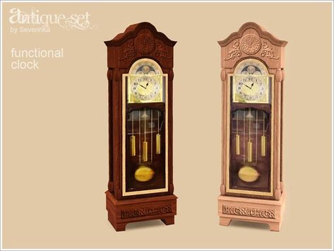 Severinka_'s Antiqie Clock Sims 4 Grandfather Clock, Ts4 Antique Cc, Sims 4 Cc Clock, Sims 4 Decades Challenge, Ts4 Mods, Dark Acadamia, Mod Furniture, Victorian Furniture, Sims 4 Cc Furniture