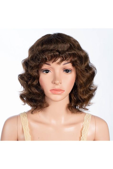 JOEDIR HAIR Short Curly Wig With Bangs Human Hair Ombre Brown Short Loose Deep Wave Wig Glueless Curly Bob Wigs For Women 150% Density (Color: P4/30) Hair Ombre Brown, Loose Deep Wave Wig, Hair Short Curly, Curly Wig With Bangs, Short Curly Wig, Deep Wave Wig, Loose Deep Wave, Curly Bob Wigs, Ombre Brown