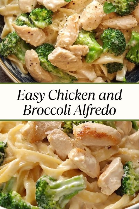 Ingredients: 12 oz fettuccine pasta 2 cups broccoli florets 2 skinless, boneless chicken breasts, cut into bite-size pieces 2 tablespoons butter 1 jar (15 oz) Alfredo sauce 1/4 cup grated Parmesan cheese 1/4 teaspoon garlic powder Salt and pepper to taste #chickenbroccoli #easyrecipes #camilarecipes Chicken Alfredo From Jar, Baked Chicken Broccoli Alfredo, Healthier Chicken Alfredo, Chicken And Broccoli Alfredo Recipes, Chicken Alfredo Jar Sauce, Chicken Fettuccine Alfredo With Broccoli, Skinless Boneless Chicken Breast Recipes, Easy Chicken Broccoli Alfredo, Chicken Broccoli Fettuccine Alfredo