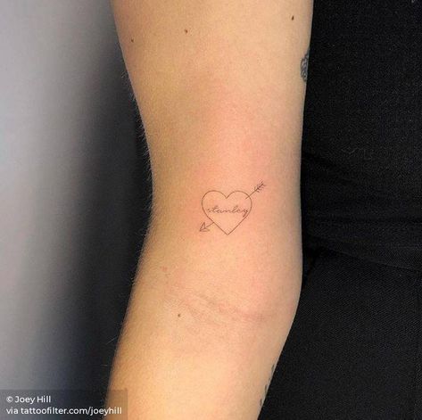 Stanley heart Love Heart Name Tattoo, Word Names, Bicep Tattoos, Heart Tattoos With Names, Tiny Tats, Sea Tattoo, Explore Tattoo, Bicep Tattoo, Temporary Tattoo Designs