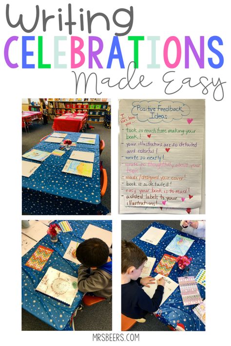 Writing Celebration Ideas Lucy Calkins, Author Celebration Ideas, Writing Celebration Ideas, Publishing Party For Kids, Writing Classroom Decor, Writing Celebration, Publishing Party, Lucy Calkins Writing, Classroom Management Activities