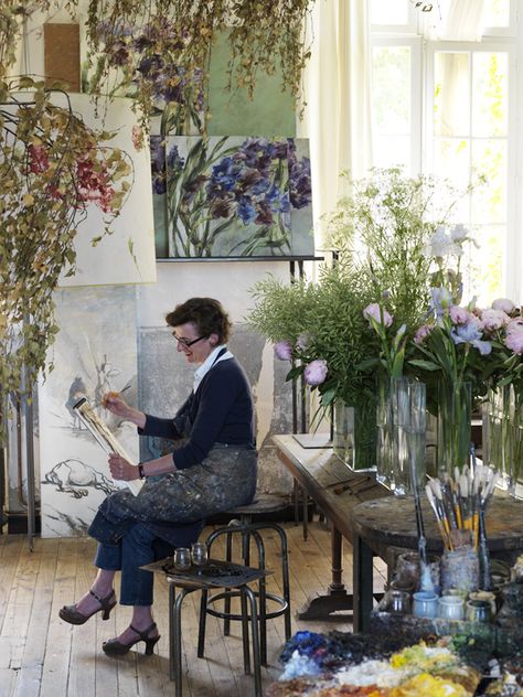 A Painter's House | HomeAdore Claire Basler, Art Spatial, Collage Kunst, Artistic Space, Kunst Inspiration, Dream Studio, French Floral, World Of Interiors, French Artists