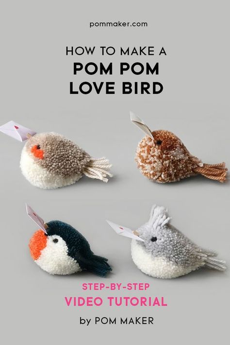 Pompon Diy, Pom Pom Animals, Diy Pom Pom, How To Make A Pom Pom, Yarn Pom Pom, Pom Pom Crafts, Wooden Blinds, Bird Crafts, Love Bird