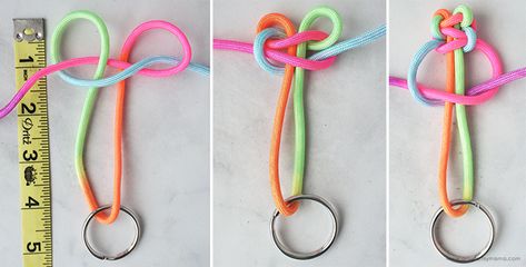 Keychain Diy Easy, Make Keychains, Diy Crafts Keychain, Knot Keychain, Easy Craft For Kids, Paracord Projects Diy, Diy Lanyard, Paracord Knots, Paracord Keychain