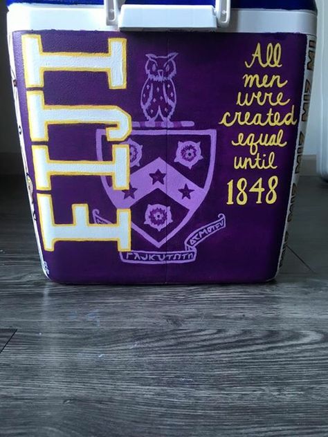 Fiji cooler Fiji Frat Coolers Ideas, Fiji Cooler Fraternity, Fiji Frat Cooler, Nashville Cooler, Fiji Frat, Fiji Cooler, Greek Candy, Pike Cooler, Painted Fraternity Coolers