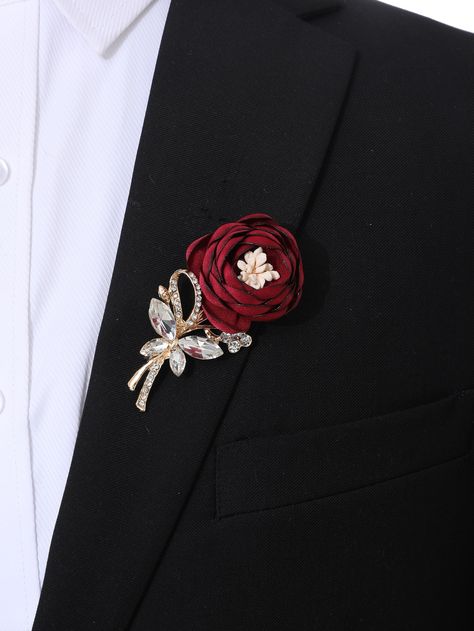 Multicolor  Collar  Polyester   Embellished   Wedding & Event Romantic Boutonniere, Weld Idea, Red Rose Bouquet Wedding, Brides Flowers Bouquet, Red Rose Wedding, Rose Wedding Bouquet, Groom Boutonniere, Corsage Wedding, Diy Wedding Flowers