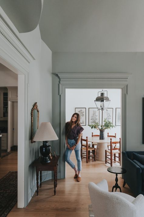 Blue Grey Living Room, Family Room Paint, Blue Gray Paint Colors, Blue Gray Paint, Dining Room Paint, Dining Room Blue, Chris Loves Julia, Blue Paint Colors, Grey Paint Colors