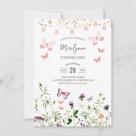 Budget Wildflower Boho 1st Birthday Note Card Boho 1st Birthday, Birthday Note, Old Garden, 1st Birthday Party Invitations, Taking Notes, 1st Birthday Invitations, First Birthday Invitations, Invitation Card Design, Fairy String Lights