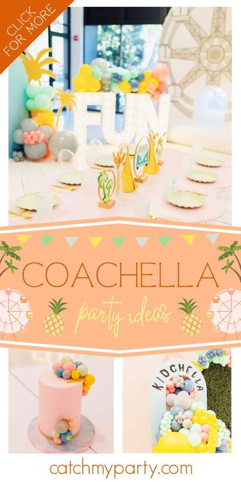 Take a look at this fun Coachella birthday party! The decor is amazing! See more party ideas and share yours at CatchMyparty.com Coachella Birthday Party, Coachella Party Ideas, Coachella Theme, Coachella Birthday, Boho Chic Party, Coachella Party, Party Trends, Birthday Party Activities, Party Activities