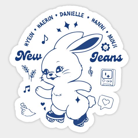 NewJeans Bunny -- Choose from our vast selection of stickers to match with your favorite design to make the perfect customized sticker/decal. Perfect to put on water bottles, laptops, hard hats, and car windows. Everything from favorite TV show stickers to funny stickers. For men, women, boys, and girls. New Jeans Bunny Png, Newjeans Stickers Printable, Kpop Stickers Aesthetic, New Jeans Sticker, Newjeans Sticker, Bunny Kawaii, Custom Hard Hats, Custom Car Stickers, Sticker Kpop