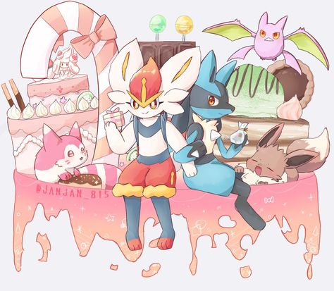 Lucario, Cinderace, Eevee, Furret, Crobat, and Alcremie Cinderace And Lucario, Lucario Pokemon, Brain Damage, Cool Pokemon, Pokemon Pictures, Cute Pokemon, Pokemon, Anime, Quick Saves