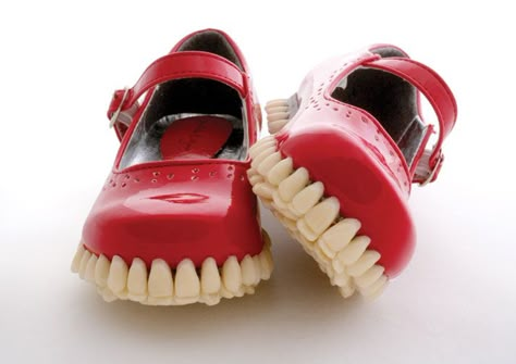 Harder, Stronger, Richer: Teeth-Laden Fashion for the 1% by Fantich & Young | Yatzer Avant Garde Shoes, Funny Shoes, Female Mask, Ugly Shoes, Apex Predator, Funky Shoes, Stiletto Shoes, Cool Shoes, Mode Inspo