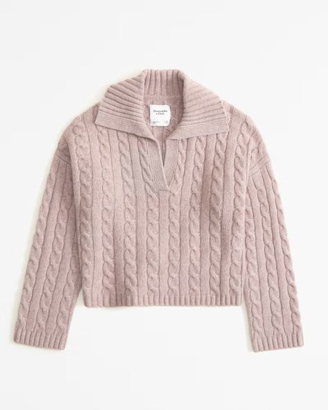 Women's Cable Notch-Neck Sweater | Women's Tops | Abercrombie.com Fall Nail Colors, American Clothing, Fall Nail, Sweater Brands, Taupe Color, Women's Tops, American Apparel, Capsule Wardrobe, Abercrombie Fitch