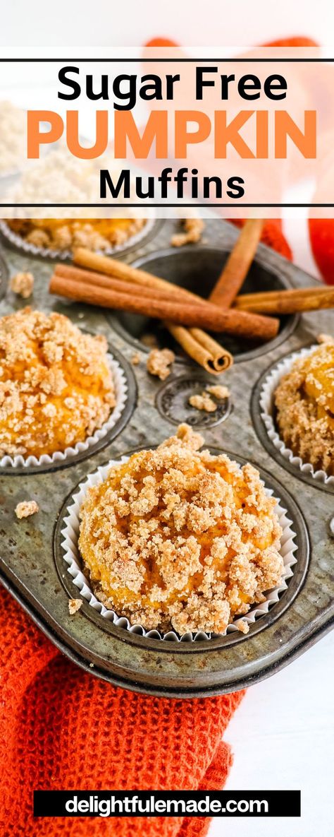 These super moist, delicious healthy pumpkin muffins are made with no oil or refined sugar, making them a healthier alternative to coffee shop pumpkin muffins. Topped with a cinnamon streusel, these sugar free pumpkin muffins taste just like they came from a bakery! To get your muffins to rise high and “dome-up” I recommend spacing the muffins to every other cup. This allows air to better circulate around each muffin, causing them to rise more during baking. Sugarfree Pumpkin Muffins, Diet Pumpkin Muffins, Pumpkin Carrot Apple Muffins, Keto Cake Mix Pumpkin Muffins, Insulin Resistance Muffins, Pumpkin Muffins Low Sugar, Healthy Delicious Muffins, Healthy Pumpkin Cupcakes, No Sugar Pumpkin Muffins