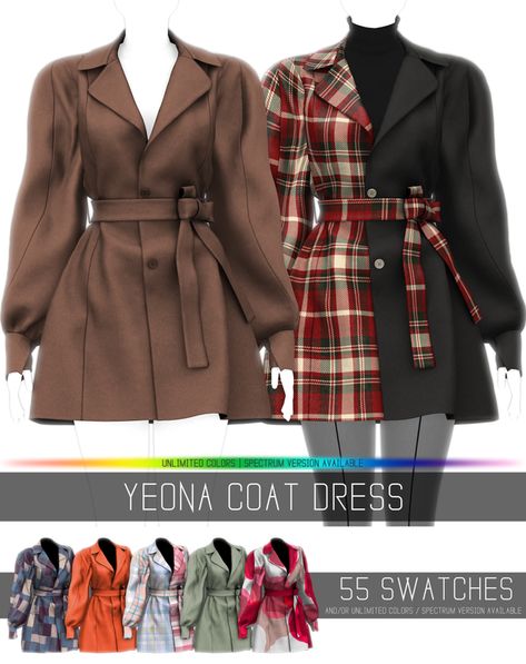 YEONA COAT DRESS | Simpliciaty on Patreon Sims 4 Hair Male, Sims 4 Cc Shoes, Pelo Sims, Free Sims 4, The Sims 4 Packs, Sims 4 Gameplay, Sims 4 Dresses, Sims 4 Mm, Sims Four