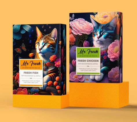 Mr Fresh cat food – Packaging Of The World Current Graphic Design Trends, Pet Food Packaging, Minimalist Graphic Design, Balanced Nutrition, Design Illustrations, Fresh Chicken, Animal Protein, Best Dog Food, Graphic Design Trends