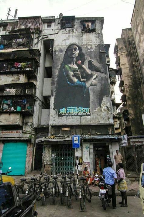 Gomez (Ita's) mural in #Dharavi #Mumbai #streetart Dharavi Mumbai, City Slums, City Core, Lost Connection, Indian Subcontinent, How To Disappear, Mumbai Maharashtra, Sense Of Place, Art Portfolio