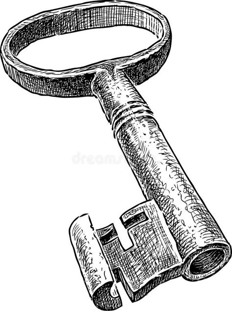 Old Key Illustration, Key Illustration, Key Drawings, Old Key, Old Keys, Object Drawing, Vector Drawing, Editorial Illustration, Stock Illustration