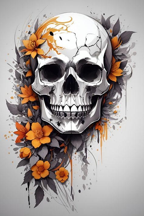 Sugar Skull Art Drawing, Skull Artwork Illustrations, Skull Art Tattoo, Sugar Skull Artwork, Image Halloween, Skull Art Drawing, Colorful Skulls, Skull Painting, Sugar Skull Art