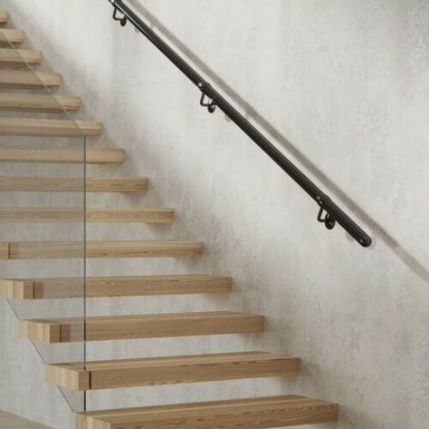 Rothley Matt Black 3.6M Easy Fit Stainless Steel Staircase Handrail Banister Kit 5013144056401 | eBay Modular Staircase, Stainless Steel Staircase, Staircase Kits, Staircase Handrail, House Staircase, Hand Rail, Stair Handrail, Glass Splashback, Stair Railing