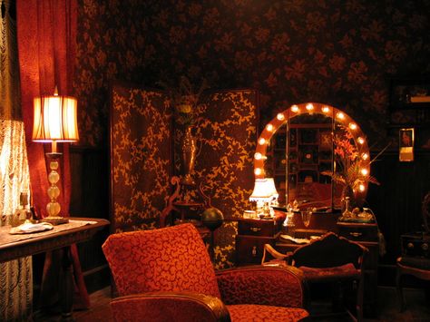 Film Set, Idlewild Dressing Room Dressing Room Vintage, Vintage Dressing Room Aesthetic, Theatre Dressing Room Aesthetic, Theatre Dressing Room, Burlesque Room Aesthetic, Hollywood Dressing Room, 1920s Dressing Room, Private Dressing Room, Dressing Room Aesthetic Vintage