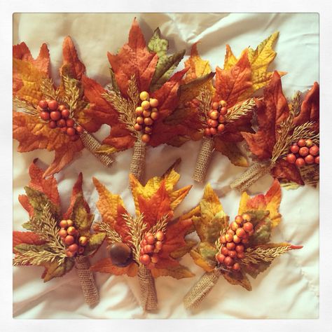 Diy #fall #wedding boutineers made by me! ☺️ Diy Fall Boutonniere, Diy Fall Bouquet Wedding, Fall Boutineer Ideas, Fall Wedding Boutineers, Wedding Boutineers, Dirk Pitt, Odessa Sea, Fall Boutonniere, Diy Fall Wedding