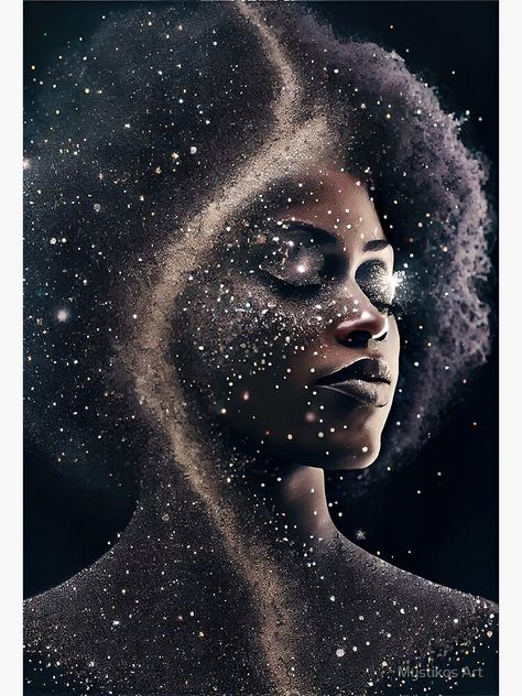 Cosmic Branding, Galaxy Woman, Cosmic Woman, Space Goddess, Internal Beauty, Zodiac Vibes, Infinity Gems, Earthy Tattoos, Woman Poster