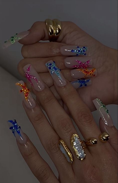 25th Bday, Colored Acrylic, Colored Acrylic Nails, Nail Idea, Long Acrylic, Nails Inspo, Nail Games, Nail Arts, Long Acrylic Nails