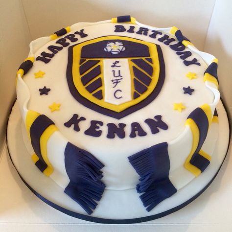 Leeds United cake I made Leeds United Cake, Male Birthday Cake, Road Cake, Football Cakes, Slow Cooker Christmas, Beautiful Baking, Elland Road, 40th Cake, 6th Birthday Cakes