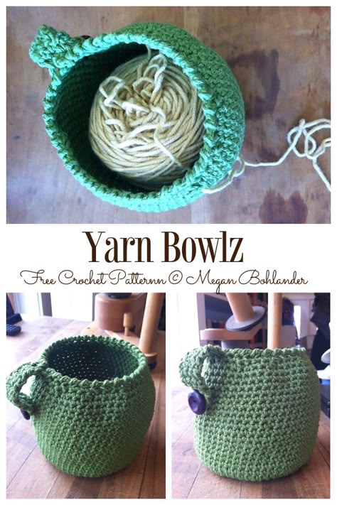 Yarn Bowl Free Crochet Patterns - DIY Magazine Wool Holders Yarn Bowl, Crochet Yarn Ball Holder, Crochet Projects For One Ball Of Yarn, Yarn Holder Crochet Pattern, Crochet Scrap Yarn Basket Pattern Free, Crochet Yarn Bowls Free Pattern, Crochet Bowls And Baskets, Crochet Household Items Free Pattern, Easy Crochet Baskets For Beginners