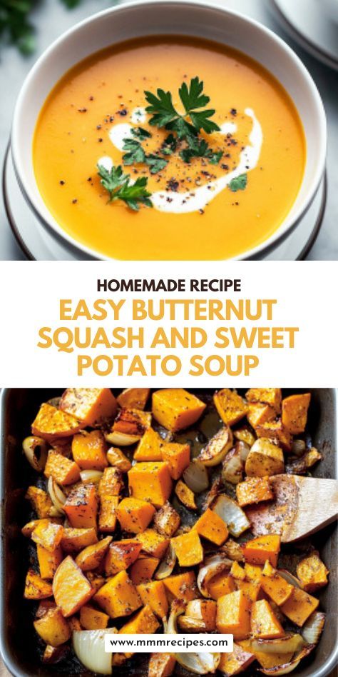 Warm up with this creamy, flavorful butternut squash and sweet potato soup! 🍠🥣 With simple ingredients and gut-healing properties, this dairy-free soup is perfect for a cozy fall evening. Roast the squash for a rich depth of flavor, and add gnocchi or enjoy as is! Ideal for Instapot lovers or stovetop cooking, this easy recipe is a must-save for autumn. Try it for a comforting, clean, and wholesome bowl of goodness! 🍂🍜 Butternut Squash Sweet Potato Recipes, Squash And Sweet Potato Soup, Butternut Squash And Sweet Potato, Roasted Squash Soup, Easy Homemade Soups, Butternut Squash Sweet, Winter Squash Recipes, Easy Butternut Squash, Sweet Potato Soup Recipes