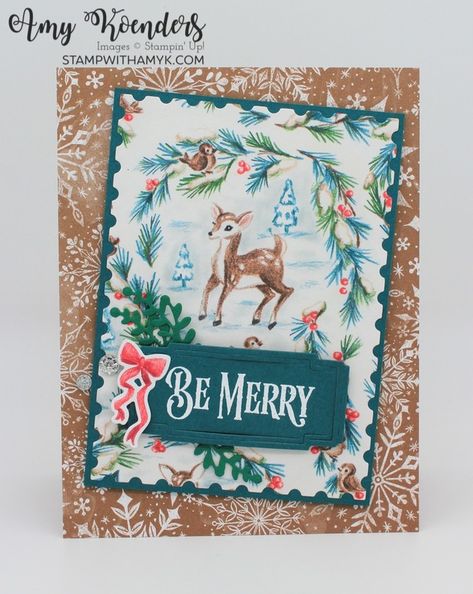 Stampin’ Up! Christmas Labels Be Merry Card – Stamp With Amy K Stamping Up Christmas Cards Ideas, Sentimental Christmas Dsp, Stampin Up Christmas Labels, Stampin Up Holiday Mini Catalog 2024, Stampin Up Sentimental Christmas Dsp, Christmas Labels Stampin Up Cards, Sentimental Christmas Stampin Up Cards, Reindeer Days Stampin Up Cards, Perennial Postage Stampin Up Cards