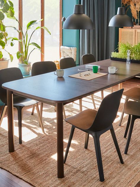 Ikea Odger, Dark Brown Table, Wood Plastic Composite, Wooden Texture, Design Line, Brown Table, Table Extensible, Ikea Family, Under The Table