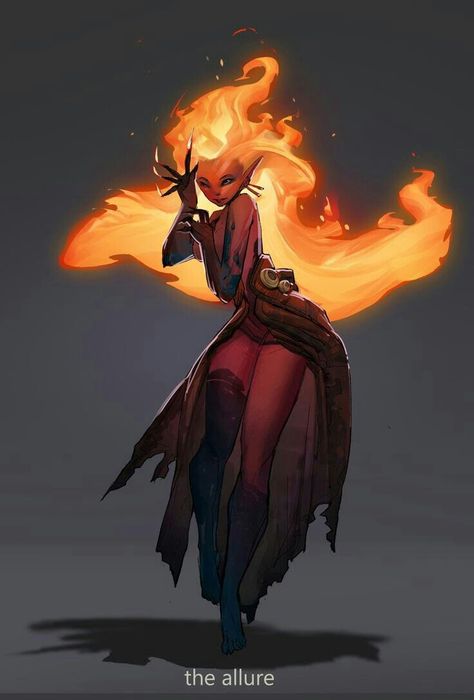 Hair Fire Drawing, Red Fire Powers, How To Draw Fire Hair, Fire Hair Illustration, Fire Hair Character Design, Fire Hair Character, Red Skin Character Design, Fire Hair Oc, Red Skin Character