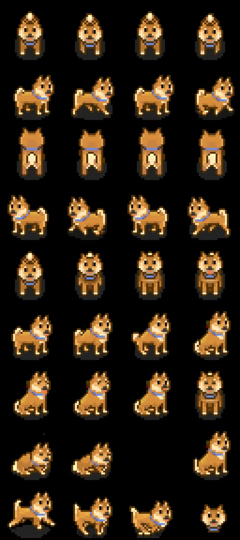 Shiba Inu by Bouhm Pet Games, Pixel Dog Art, Cat Sprite Sheet, Cute Dog Pixel Art, Pixel Dog, Pixel Art Dog, Shiba Inu Art, Shiba Inu Pixel Art, Dog Pixel Art