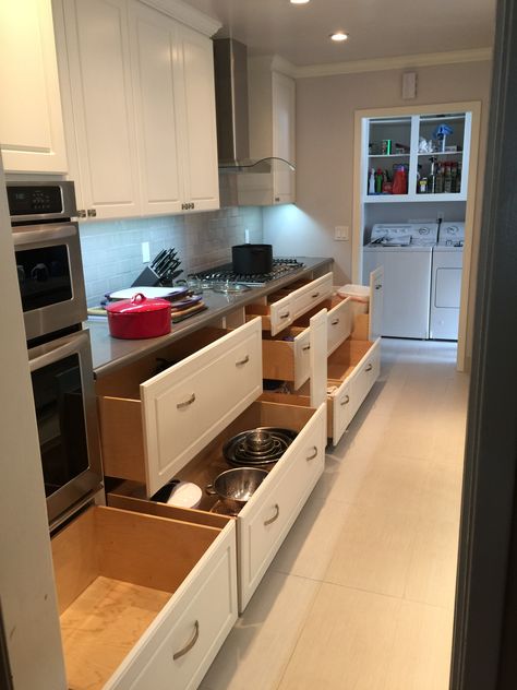 All lower drawers opened Drawer Lower Kitchen Cabinets, All Drawer Lower Kitchen Cabinets, Lower Drawers In Kitchen, Big Kitchen Drawers, Kitchen Lower Drawers Only, Kitchen With Lower Drawers Only, Lower Kitchen Cabinets All Drawers, Kitchen With All Drawers, Kitchen Drawer Cabinets