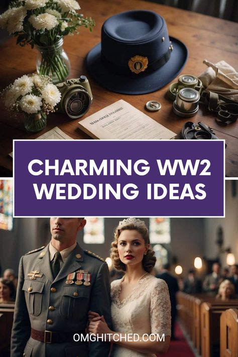 Planning a wedding with a vintage vibe? Check out these adorable WW2 wedding ideas! Picture beautiful brides in 1940s-style dresses, colorful military uniforms, and retro decor. Choose sweet touches like a victory garden bouquet or unique accents such as ration book invites. Don’t forget the sentimental history! These 10 tips will make your day feel special and connected to the past. Save this for a wedding with love, charm, and a touch of history that your guests will remember. 1940s Wedding Theme, Wedding Ideas Vintage, Ration Book, 40s Wedding, Wedding Cake Setting, Pew Flowers, 1940s Wedding, 1940s Fashion Dresses, Garden Bouquet