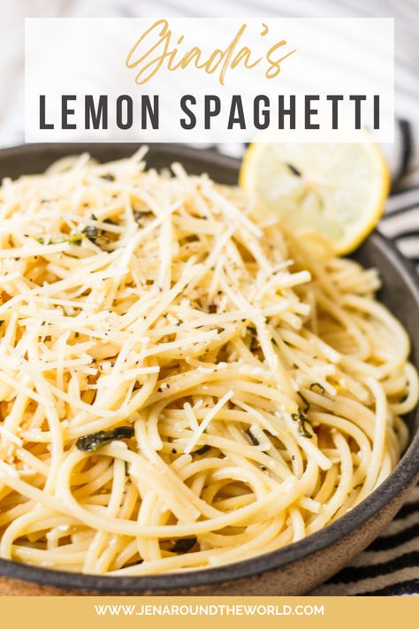 One of the easiest pasta dishes you will ever make in your life is Giada's Lemon Spaghetti. If you are a lemon lover like me, tempt your tastebuds and make this dish! It's the perfect light meal to enjoy after a hard day at work because the total time to make it is 20 minutes from start to finish.

The longer the pasta sits in the lemon sauce, the better it gets. The lemon sauce ingredients are olive oil, Parmesan cheese, lemon zest, salt, black pepper, lemon juice, and chopped fresh basil. Lemon Spaghetti Recipes, Lemon Pepper Sauce, Lemon Spaghetti, Easy Pasta Dishes, Lemon Sauce, Spaghetti Recipes, Most Popular Recipes, Squash Recipes, Lemon Pepper