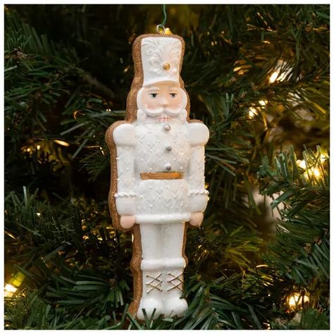 White Gingerbread Nutcracker Ornament | Hobby Lobby | 6092217 Gingerbread Nutcracker, Hobby Lobby Christmas Ornaments, White Gingerbread, Tooth Ornaments, All Things Gingerbread, Cow Ornaments, The Nugget, Hobby Lobby Christmas, Grinch Ornaments