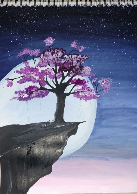 Cherry Blossom Acrylic Painting  credit @amazingartss Cherry Blossom Acrylic Painting Easy, Cherry Blossom Painting On Canvas, Cheery Blossoms Drawing, Sakura Tree Painting, Cherry Blossom Acrylic Painting, Converse Painting, Blossom Acrylic Painting, Cherry Blossom Acrylic, Cherry Blossom Painting Acrylic