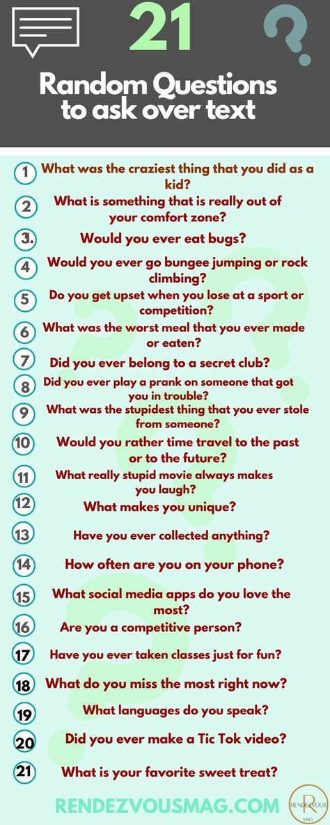 We love when people have fun conversations so we brainstormed a list of random questions to ask a guy, a girl or your crush. Having great conversation starters handy when you are texting each other or when having a date night. questions to ask, random questions to ask, questions to ask over text, questions to ask a guy Topics To Talk About With Your Crush Over Text, Things To Ask Over Text, Convos To Have With A Guy, Things To Ask People To Get To Know Them, Starter Conversation Texting, Text Questions For Him, Dating Questions Conversation Starters, How To Get To Know A Guy Over Text, Interesting Questions To Ask A Girl