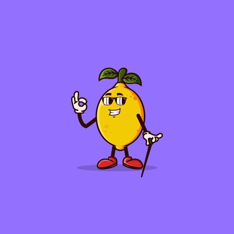 Cute Lemon character with sunglasses Character With Sunglasses, Lemon Character, Lemon Ice, Logo Pin, Classic Streetwear, Pin Logo, Ice Tea, Cloth Dolls, Creative Ads