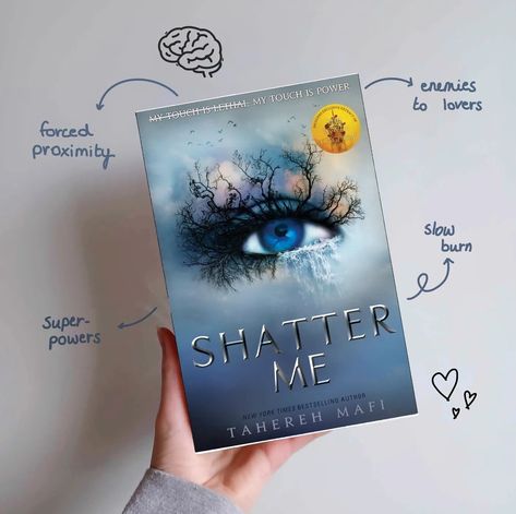 Shatter Me ♡ qotd 》What's your favorite trope? ☁️ Book featured • Shatter Me - Tahereh Mafi Watch Me Shatter Me, Shatter Me Book, Tahereh Mafi, Aaron Warner, Shatter Me Series, Fantasy Books To Read, Unread Books, Book Jokes, Book Addict