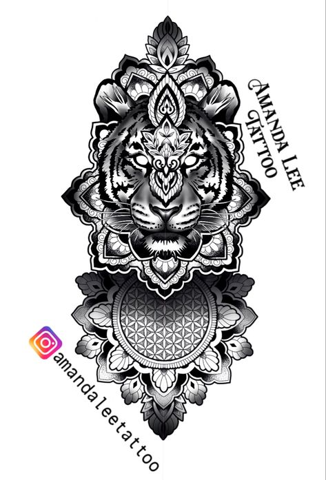 Polynesian Tiger Tattoo Designs, Tiger Tattoo Geometric, Geometric Tiger Tattoo Design, Tiger Mandala Tattoo, Mandala Tiger, Geometric Tiger Tattoo, Mandala Tattoo Leg, Geometric Tattoo Sketch, Jay Tattoo