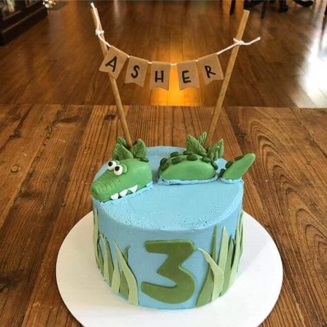 Aligator Cake Ideas, Alligator Birthday Cake, Crocodile Cake Birthday, Croc Cake, Crocodile Cake, Alligator Cake, Cinderella Cake Designs, Alligator Birthday Parties, Aladdin Cake