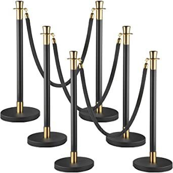 VEVOR Crowd Control Stanchion, Set of 6 Pieces Stanchion Set, Stanchion Set with 5 ft/1.5 m Black Velvet Rope, Black Crowd Control Barrier w/Sturdy Concrete and Metal Base – Easy Connect Assembly Red Carpet Entrance, The Velvet Rope, Crowd Control Barriers, Velvet Rope, Crowd Control, Theater Room, Emergency Supplies, Black Bar, Railing